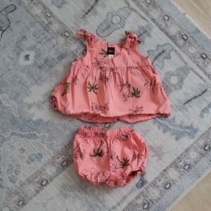 Tea Collection Baby Girls Tropical Palm Tree 2-piece Outfit Sz6-9m